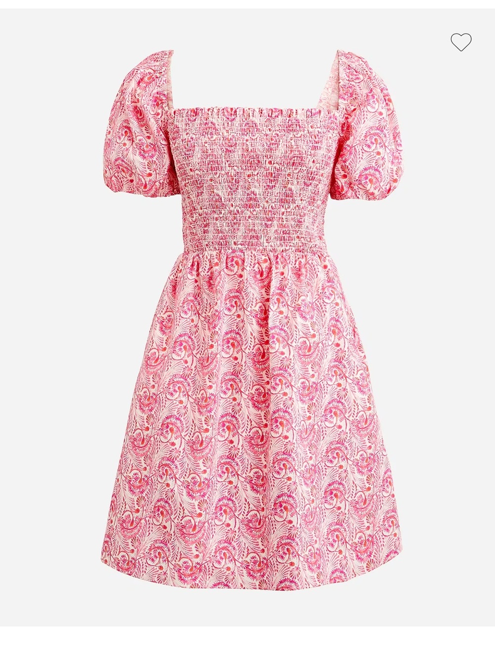 J. Crew Pink Floral Smocked Square Neckline Puff Sleeve Flowy Poplin Mini Dress